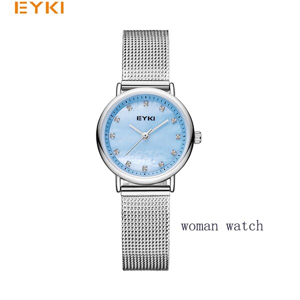 EYKI Couple tissage Mech bracelet montres Simple milanais en acier inoxydable hommes femmes tenue décontractée montre Ultra mince Relogio: 7063-6