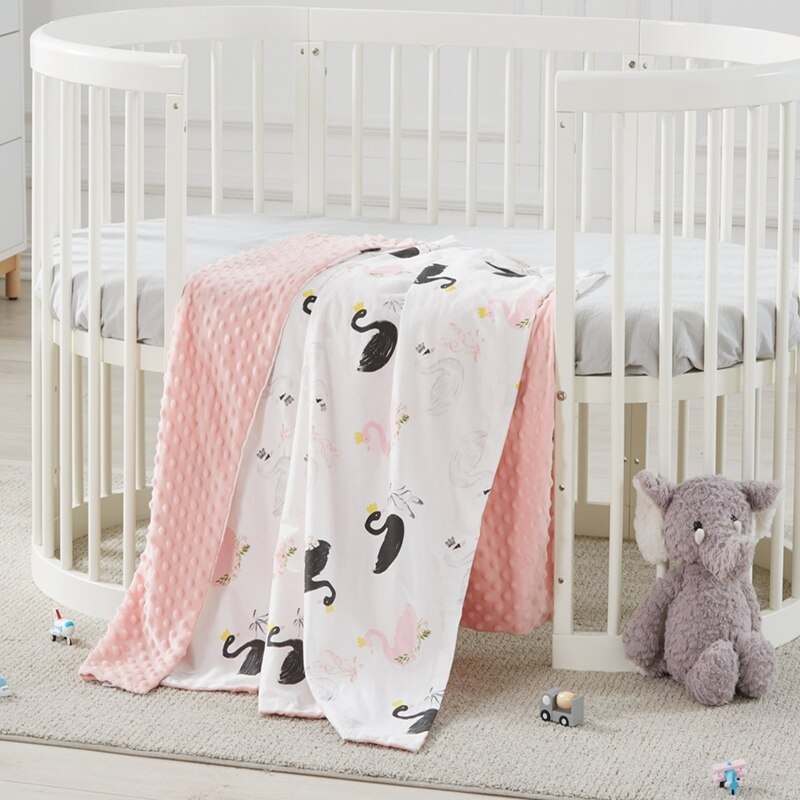 Cobertor de algodão do bebê minky dot crianças reconfortante beddings ar condicionado colcha capa criança conjunto de roupa de cama 80*90cm comfort swaddle