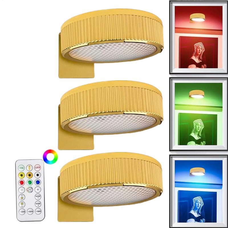 3- pakning med fjernkontroll, justerbar, batteridrevet malelampe, dimbar, tidtaker, kunstdisplay, nyhetslampe