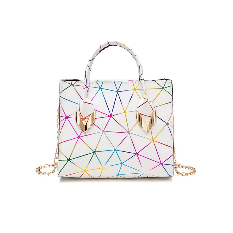 Personality Daily Small Bag Lady PU Magic Color Rhombus Single Shoulder Bag Multi-Function Messenger Bag Women Handbag: MULTI