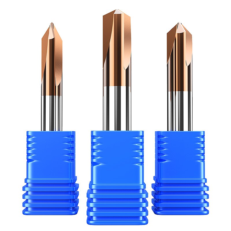 HUHAO 1PC Tungsten Carbide Straight Groove Chamfering Milling Cutter 60 /90 /120 Degrees CNC Tool For Engraving Machine End Mill