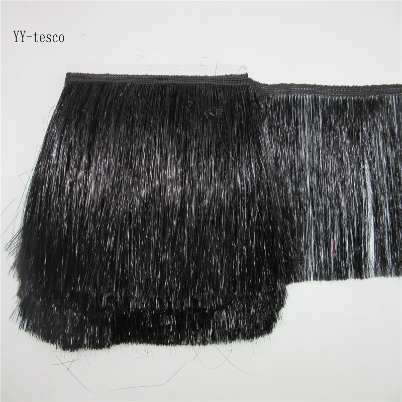 Yy-tesco 1 jardów 20cm szerokości srebrne koronkowe frędzle wykończone frędzlami wykończenie z frędzlami DIY łacina sukienka akcesoria robić kostiumów scenicznych taśma koronkowa: czarny