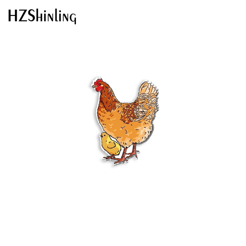 2023 Leuke Kip Acryl Revers Pin Haan Epoxy Vlindersluiting Pin Handgemaakte Vlinder Broche: Licht Geel Goud Kleur