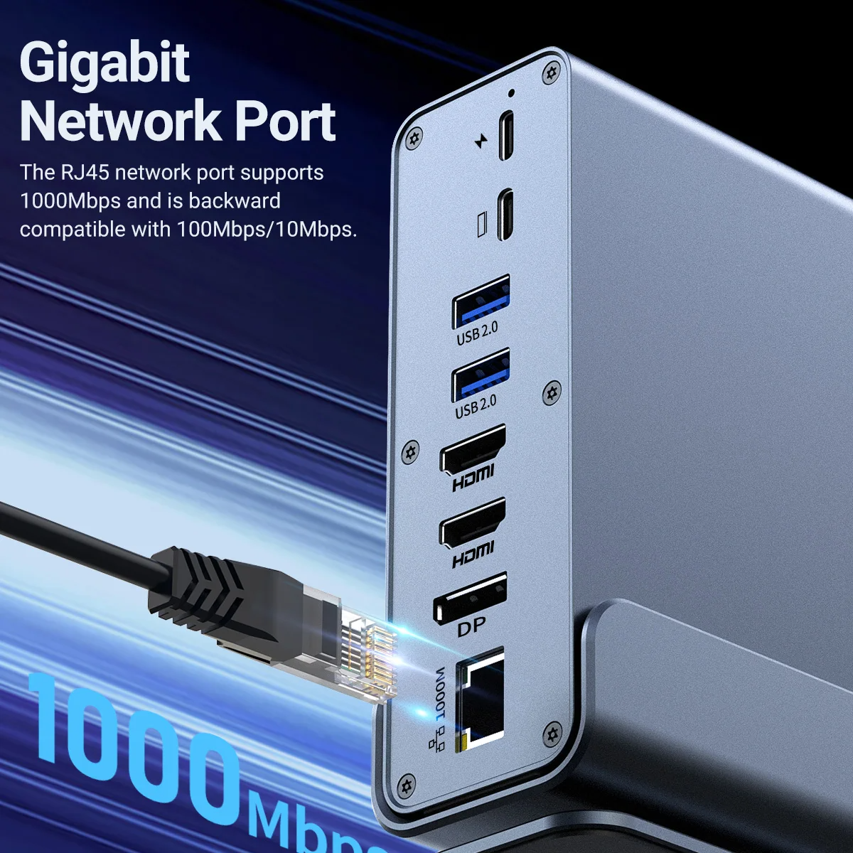 15 in 1 USB C Docking Station USB C Hub Type C Hub Dual HDMI Adapter USB 3.0 10Gbps Splitter 4K60Hz/RJ45 1000M/USB3.0/PD100W