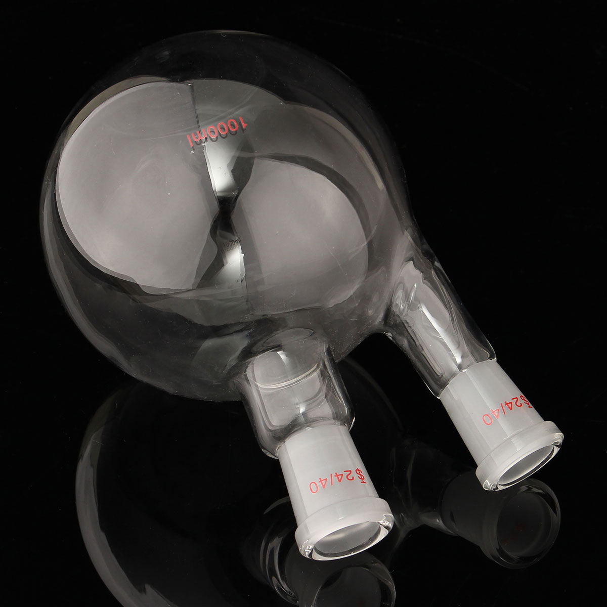 1000ml 2 Neck 24/40 Flat Bottom Glass Flask Labora... – Grandado