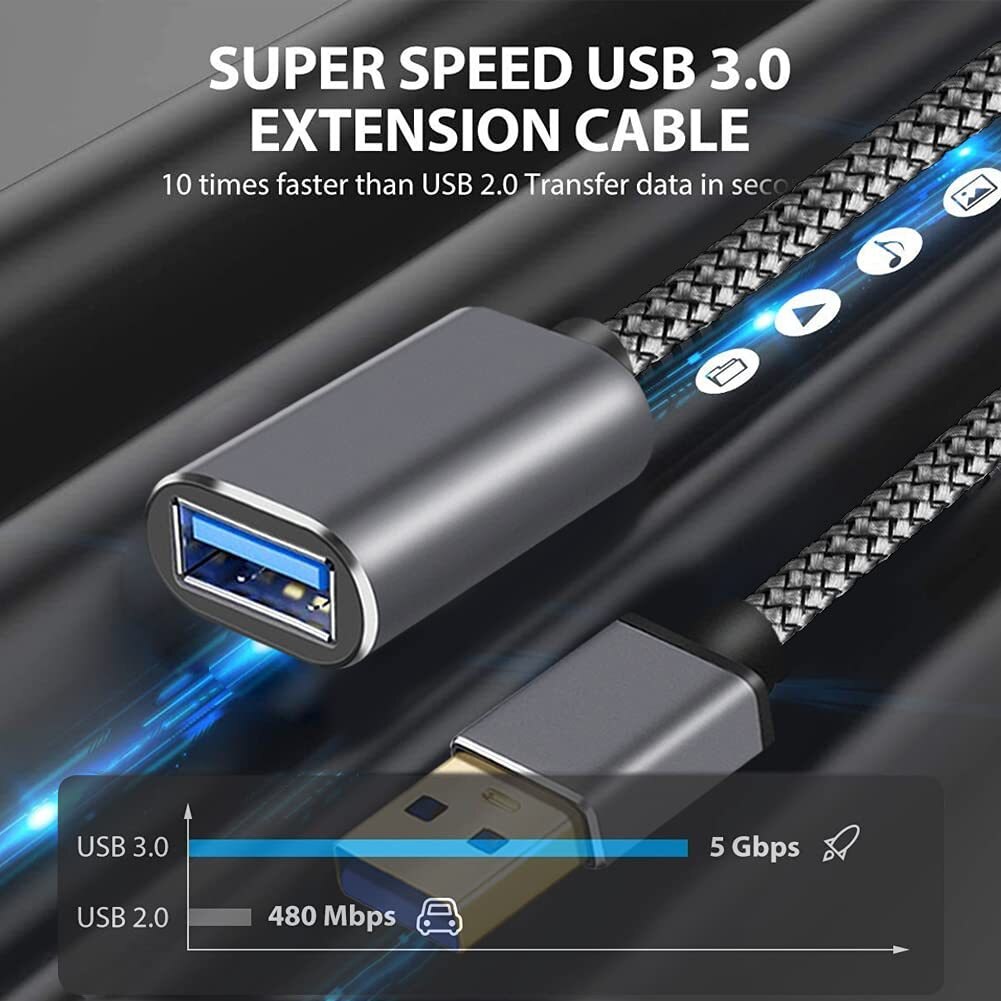 USB 3.0 Extension Cable USB 3.0 Male to Female Extension Data Sync Cord Cable for PC TV USB Keyboard Printer 0.5m/1m/2m/3m/5m