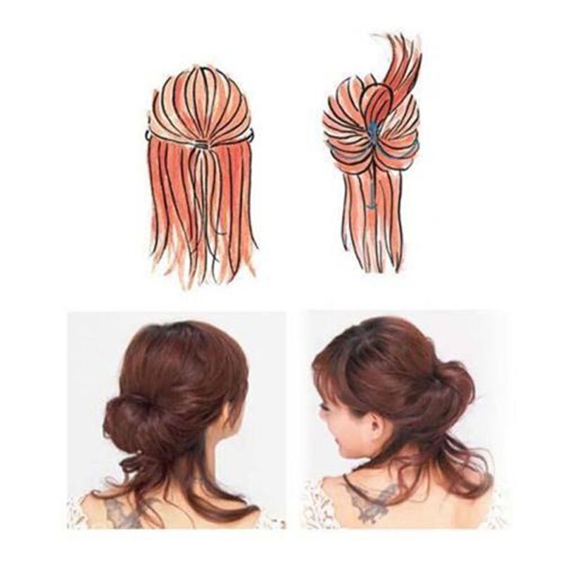 2 Set Magic Hair Braiding Twist Curler Styling Set Hairpin Holding Hair Braiders Pull Hair Needle Ponytail DIY Tool