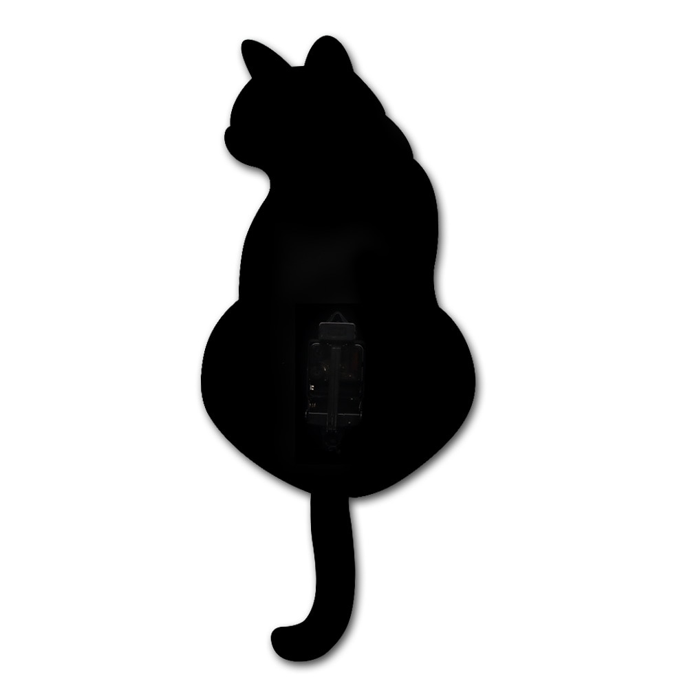 Japanese Adorable Black Cat Pendulum Clock Funny Cat Fnny Cat Swinging Tail Wall Clock Kit Cat Wall Decor Kitten Lovers