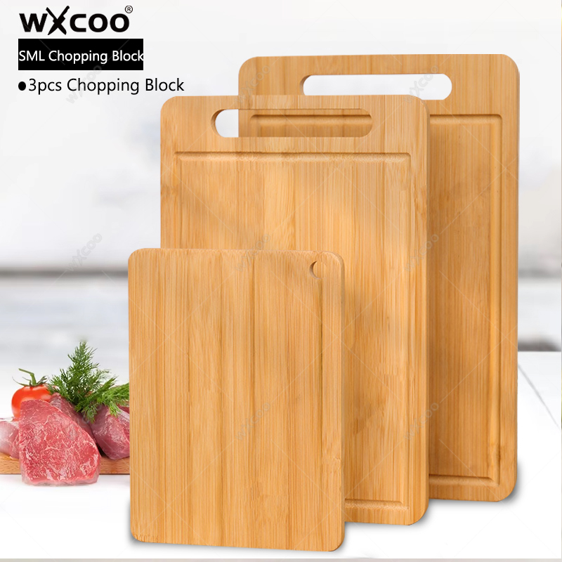 WXCOO-Juego de tablas de cortar de bambú para cocina, tablas de cortar de madera para preparar y servir comida en la cocina, 1-3 uds.