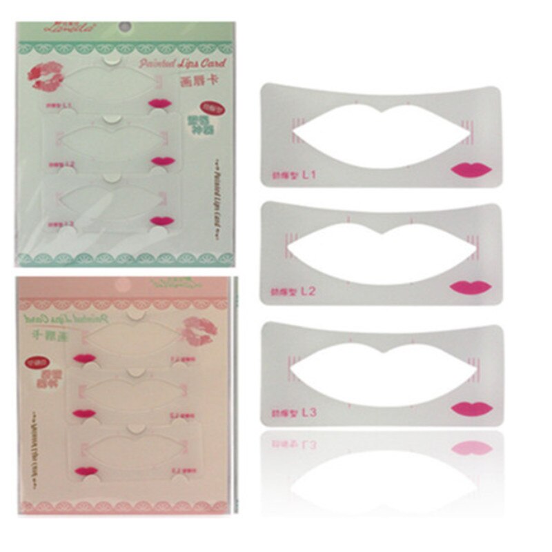 RORASA-plantillas para delinear labios, 3 estilos de modelo del labio, plantilla de línea de labios, tarjeta con plantilla, herramientas de maquillaje cosméticas para labios, DIY, 3 uds.
