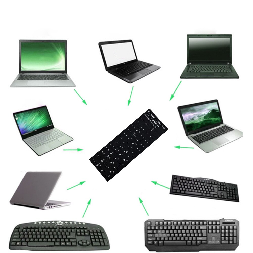 Universelle tastatur klistermærker erstatning mat tastatur klistermærker med sort baggrund og hvid bogstaver  d6