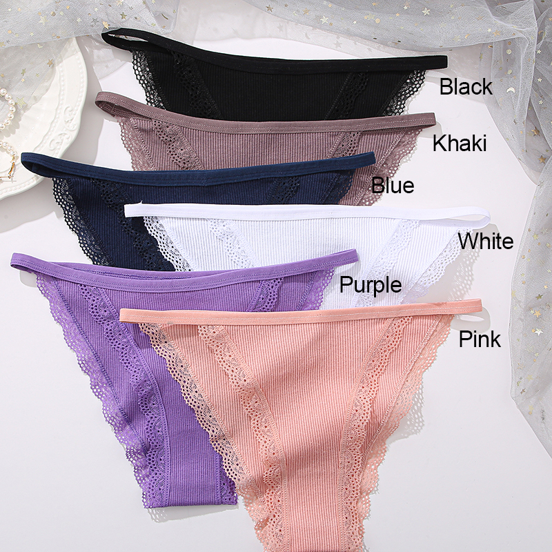 Finetoo 3 stks/set Sexy Kant Katoenen Slips Vrouwen Solid Comfortabele Slipje Vrouwelijke Zacht Ondergoed Ademend Intimates Lingerie