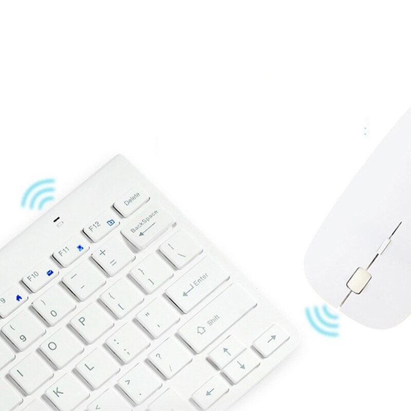 2.4G Wireless Keyboard & Mouse Mini Multimedia Keyboard Mouse Combo Set for Notebook Laptop Computer Tv Office Supplies White