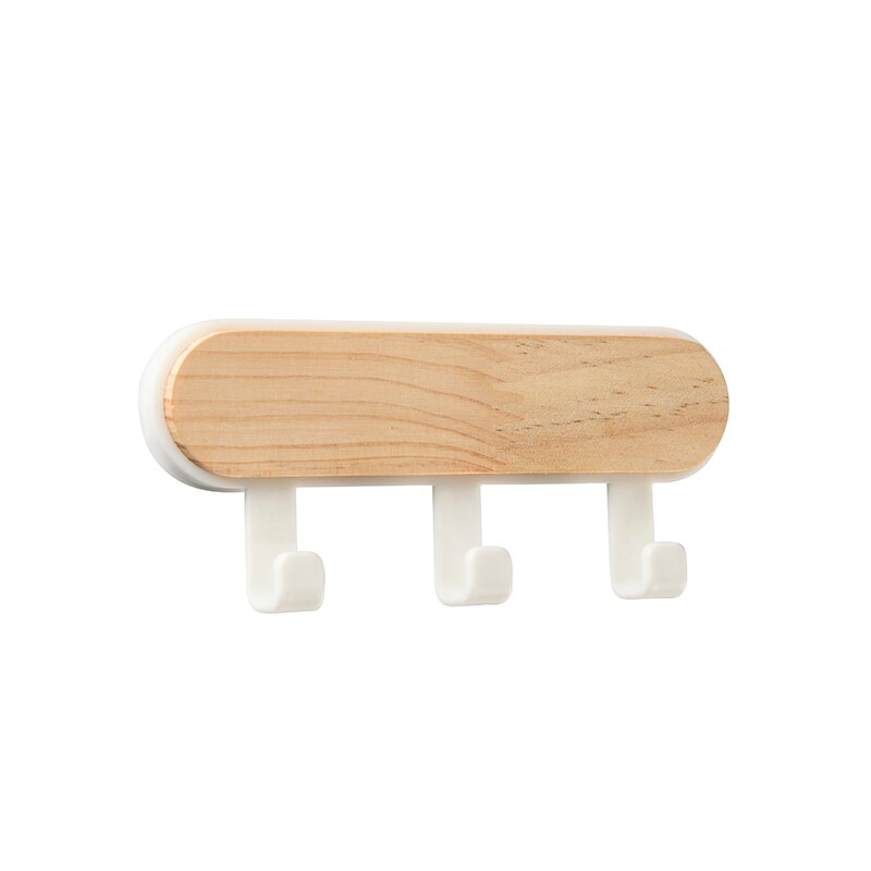 Perchas de madera para colgar en la pared, accesorios de decoración del hogar, de almacenamiento para colgar ropa perchero, llavero: White-3 Hooks