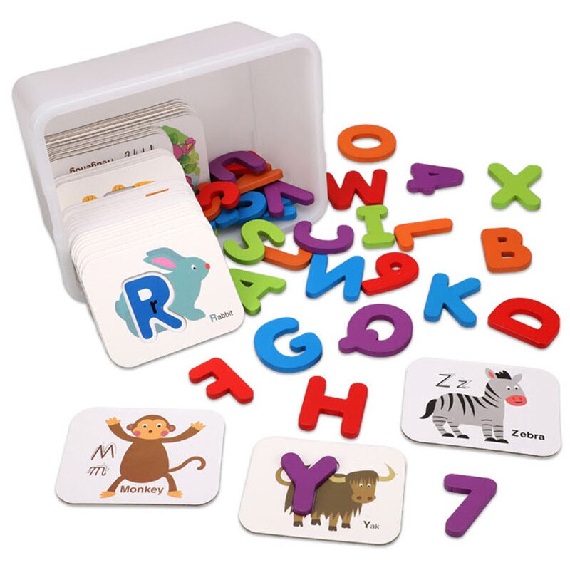 Educational Puzzle for Kids - Cognitive Learning - Digital Letter Matching - Wooden Geometric Shape: Default Title