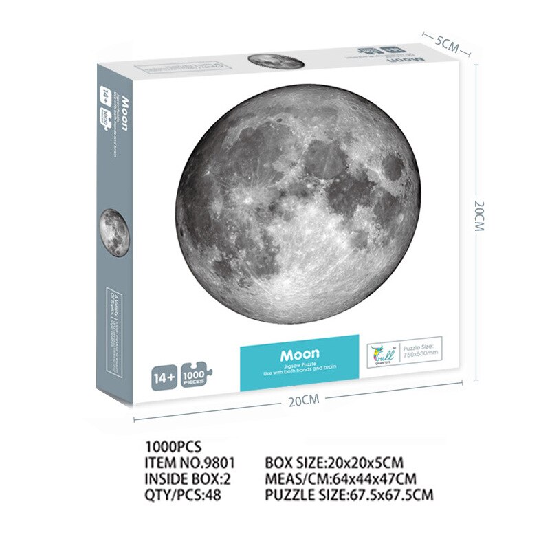 Runde Puzzle Mond/Erde Puzzle 1000 Stück Erwachsene freundlicher Puzzle Puzzle Spielzeug Herausforderung Spiel freundlicher Pädagogisches Spielzeug: 9801