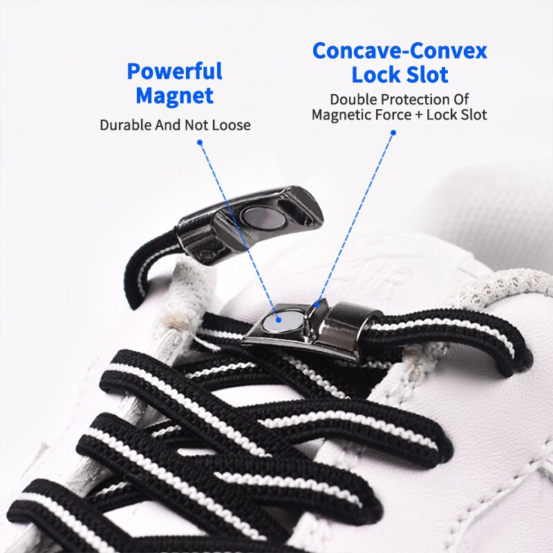 1 magnetiske snørebånd elastiske farverige snørebånd ingen slips snørebånd børn voksne sneakers dovne snørebånd en størrelse passer til alle – Grandado