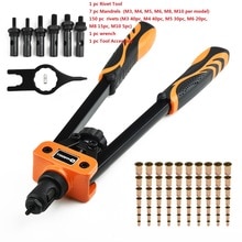 Manual Riveter Gun Hand Rivet Tool Kit Rivet Nuts Thread Setting Tool Nutsert M3 M4 M5 M6 M8 M10 Mandrels Rivets