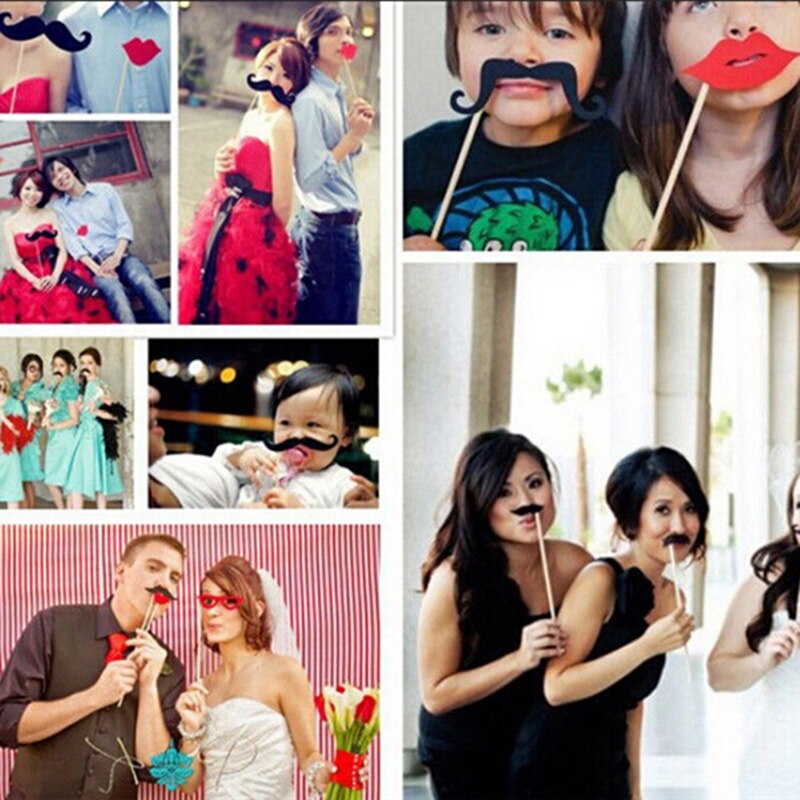 31pcs DIY Photo Booth Prop Wedding Birthday Party Decorations Stick Wedding Party Favor Mask Photo Booth Props