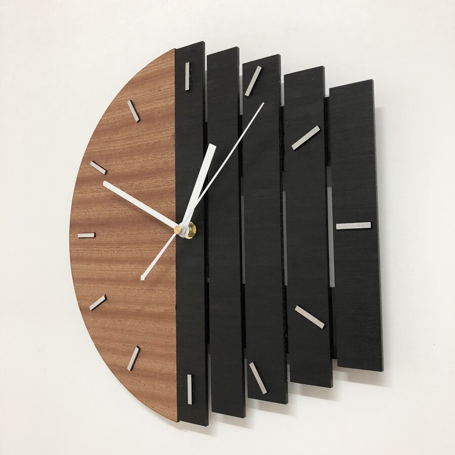 Nordisk trä väggklocka modern unik 3d klockar loft unik vägghängande klocka trä heminredning