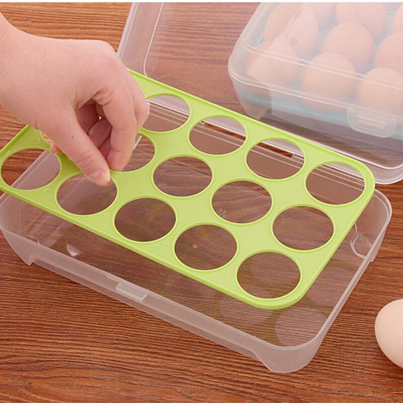 Bandeja de plástico para huevos, recipiente de almacenamiento para guardar huevos, contenedor organizador portátil con tapa para bandeja de huevos de uso doméstico 1 Uds