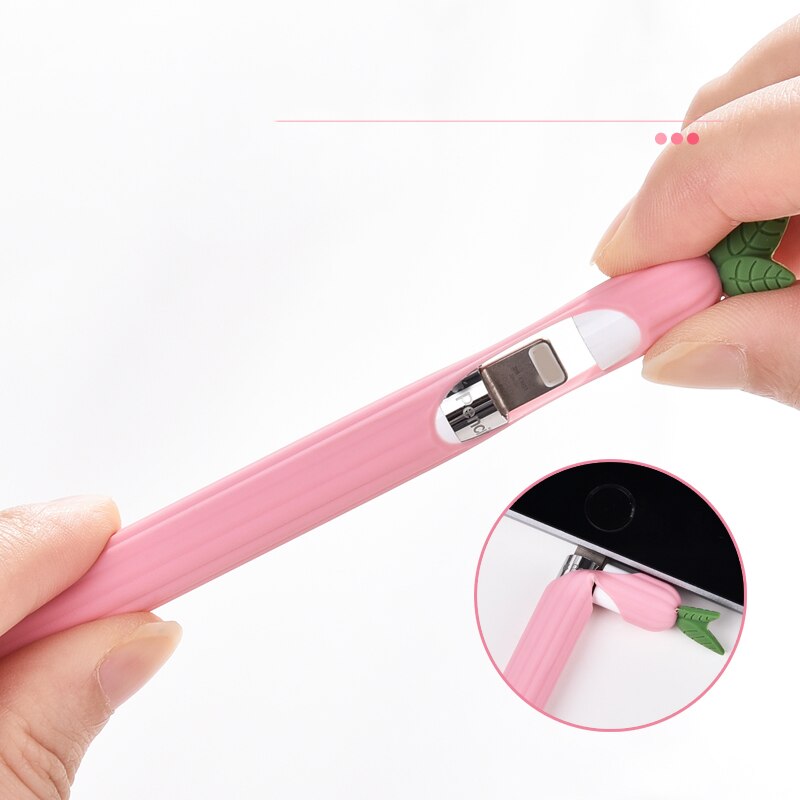 Voor apple pencil 2 hoesje schattige fruit cartoon pencil 2th hoesje tablet touch stylus pen beschermhoes etui draagbare siliconen hoes