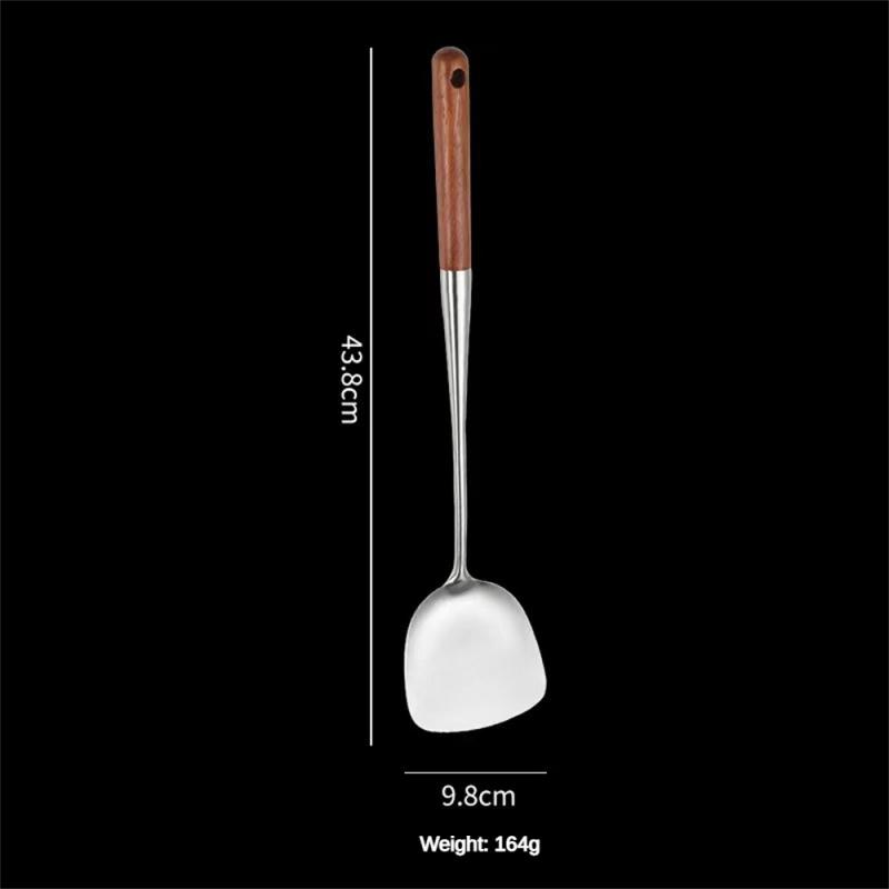Utensilios de cocina de 1 a 6 piezas, espátula Wok de hierro y cucharón, juego de herramientas, espátula para cocinar de acero inoxidable, accesorios de cocina: Gris claro