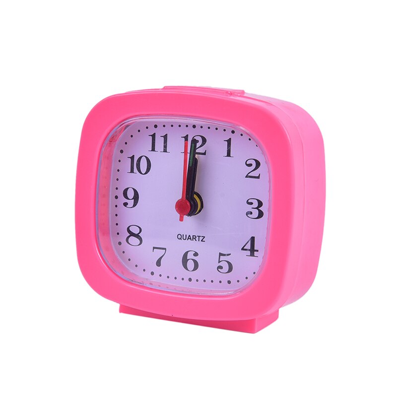 Portable Clock for Student Alarm Clock Bedroom Desk Square Small Bed Compact Travel Quartz Beep clock Cute: Red