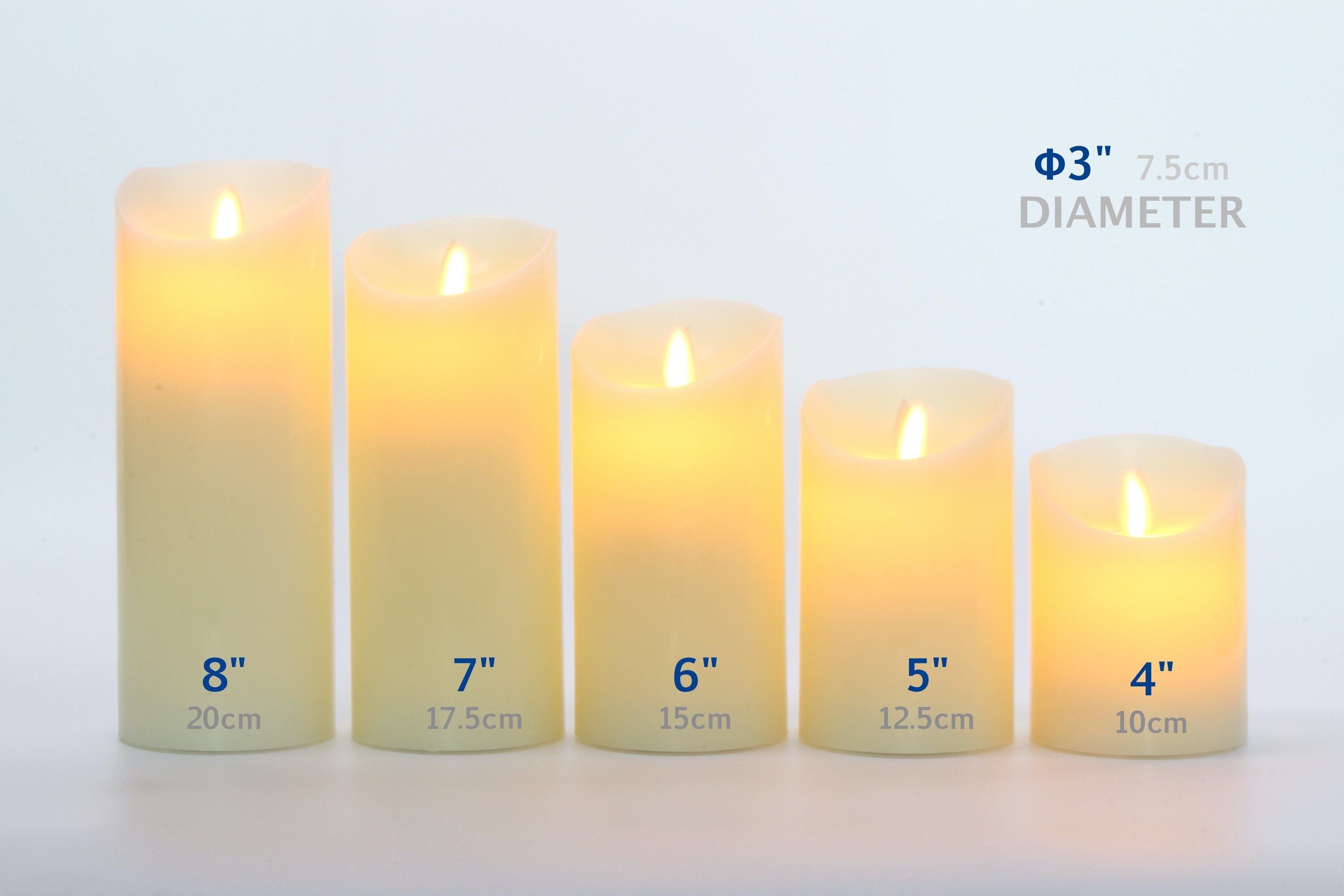 Velas LED sin llama, pilares LED con pilas, cera Real y mecha de llama móvil, vela parpadeante con Control remoto