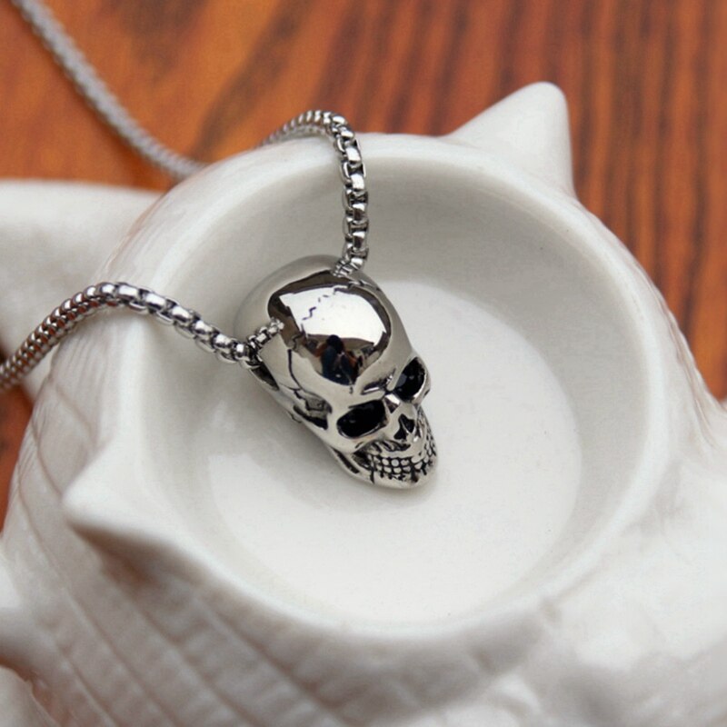 Punk Trendy Schedel Mannen Ketting Rvs Lange Ketting Kettingen Voor Mannen Jongens Hip Hop Halloween Sieraden Vriendje