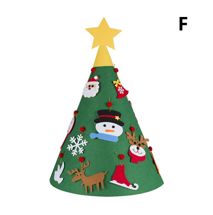 Bricolage feutre arbre de noël nouvel an enfants jouets arbre artificiel tenture murale ornements décoration de noël pour la maison: F