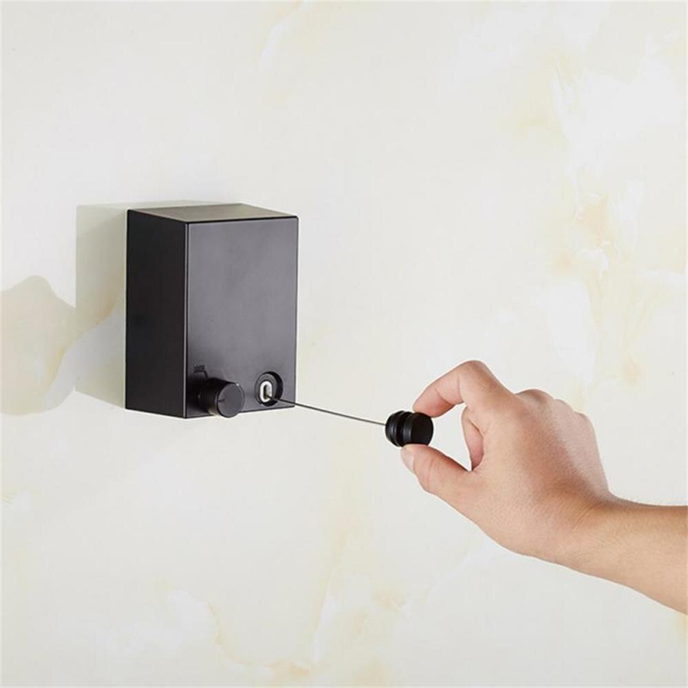 4.2MStainless Steel Indoor Outdoor Retractable Laundry Clothesline Wall Hanging Stretch Washing Clothes Invisible Shrinking Line: black