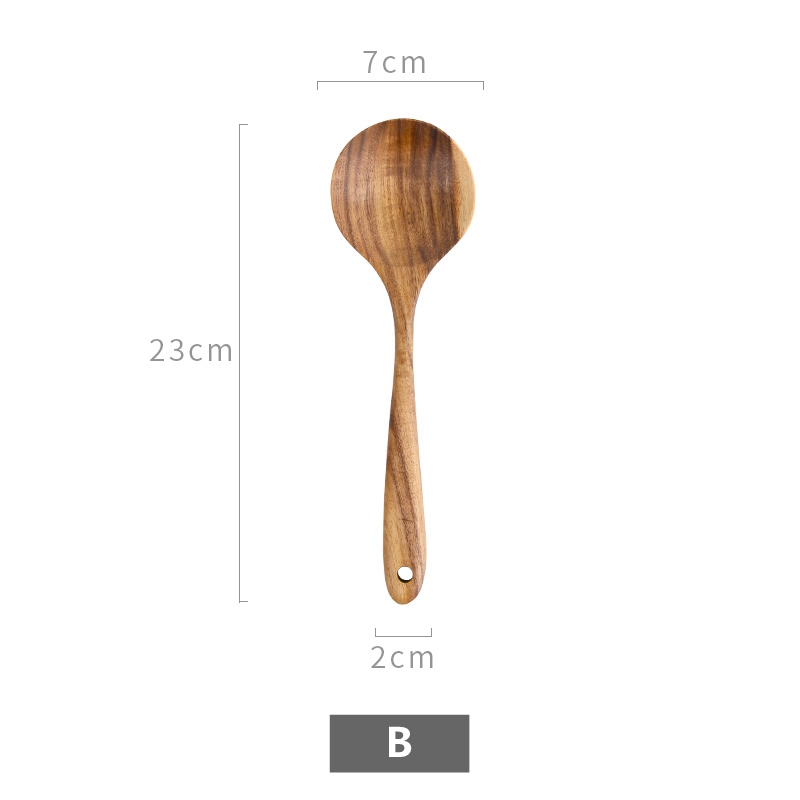 Wooden Kitchen Utensils Cooking Spoon Rice Paddle Long Handled Spoon Ladle Salad Mixing Serving Spoon Cooking Tools Accessories: B