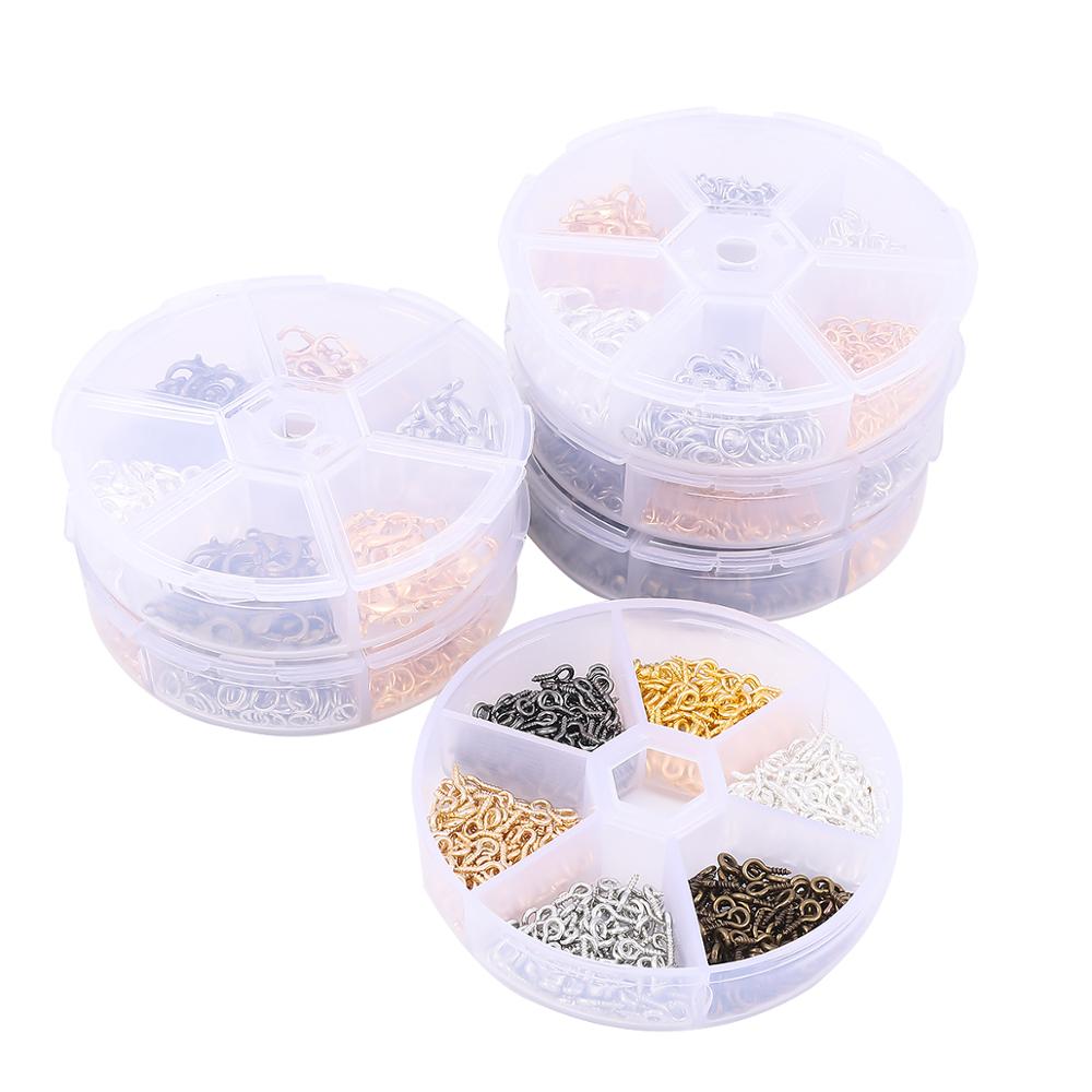 Mix Box Kits Alloy Chain Earring Hooks Head Pins Jump Rings Lobster Clasp For DIY Jewelry Findings Set Making Earrings Supplies