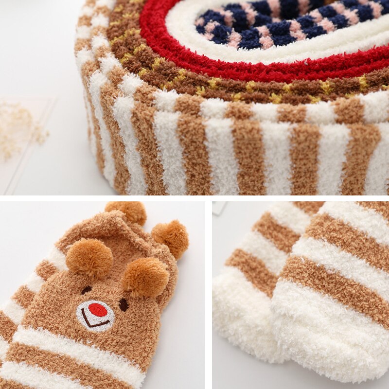 Sokk-chaussettes pour bébés | En molleton de corail, chaussettes à rayures de points, chaussettes pour enfants, chaussettes d'hiver et chaudes, pour bébés garçons et nourrissons, chaussettes tubulaires longues