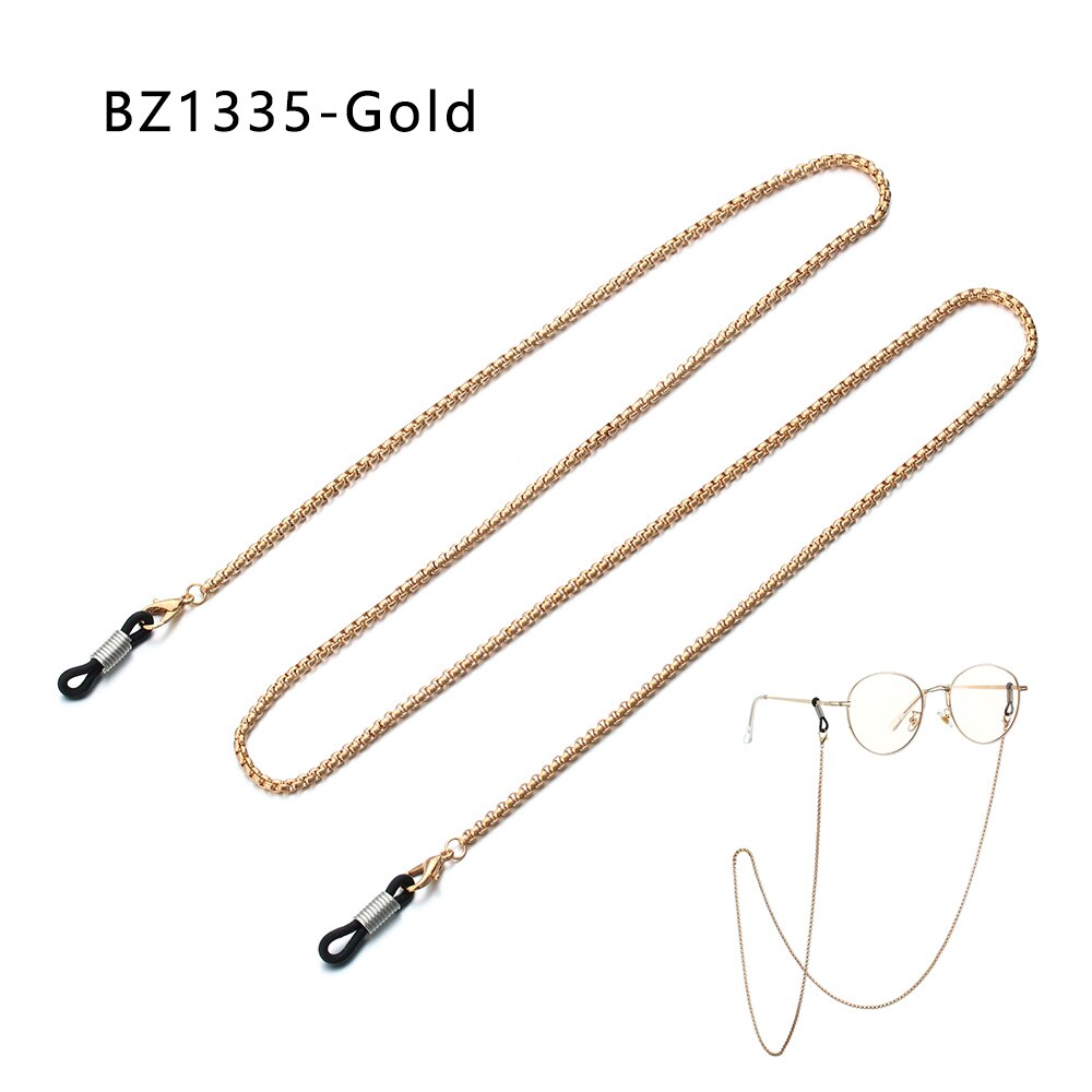Soporte antideslizante para gafas de sol, cadena de lente de Metal, collar con perlas y estrellas, accesorios para gafas: BZ1335 GOLD