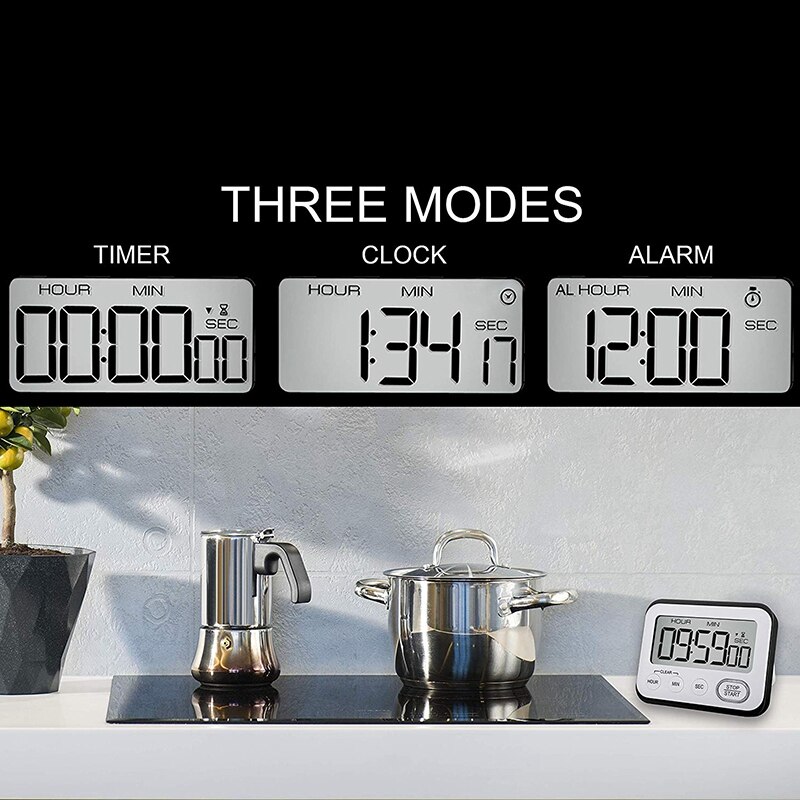 Digital Kitchen Countdown Timer: Teachers Classroom Counter Large LCD Loud Magnetic Clip Kids Simple Clock Mini Small Stopwatch
