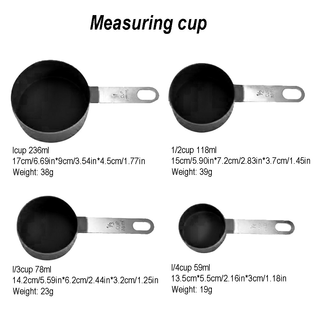 4pcs/Set Graduated Measuring Spoon Cup Stainless Steel PP Baking Measurement Tool Measuring Spoon
