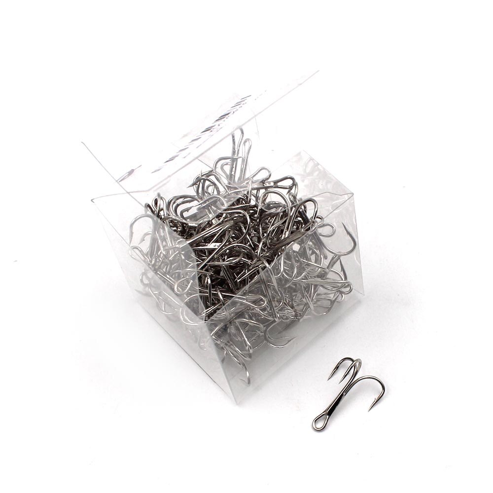 100 stuks/partij koolstofstalen drievoudige vishaak geslepen drievoudige vishaak 5 maat  #2 #4 #6 #8 #10 vishaak tackle drievoudige vishaken fishook: Zilver / 2