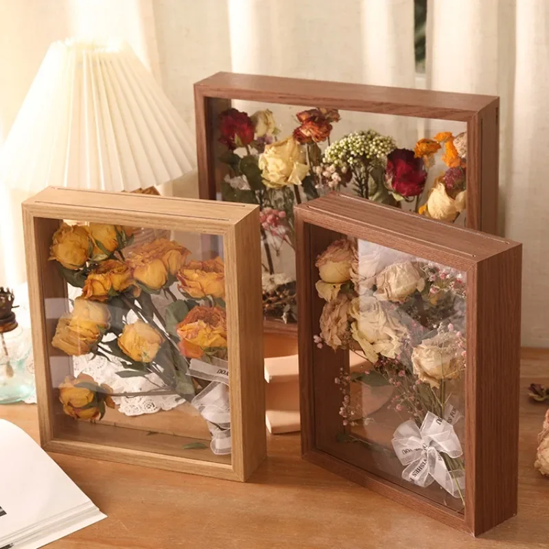 Marco de fotos de madera 3D, soporte para muestras de flores secas hecho a mano, marco de fotos de exhibición hecho a mano, decoración del hogar, profundidad de 3cm