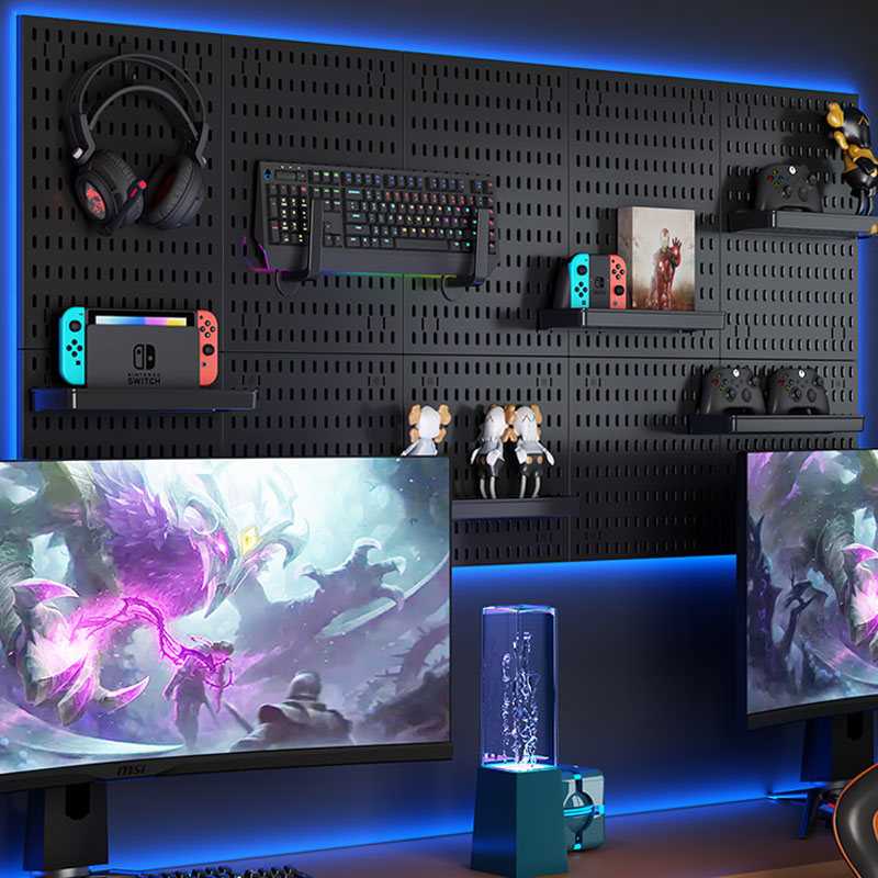 Ingen hulling pegboard veggorganisator panelhyller for gamerrom, bad, kjøkken oppbevaringsstativ organizer pegboard tilbehør