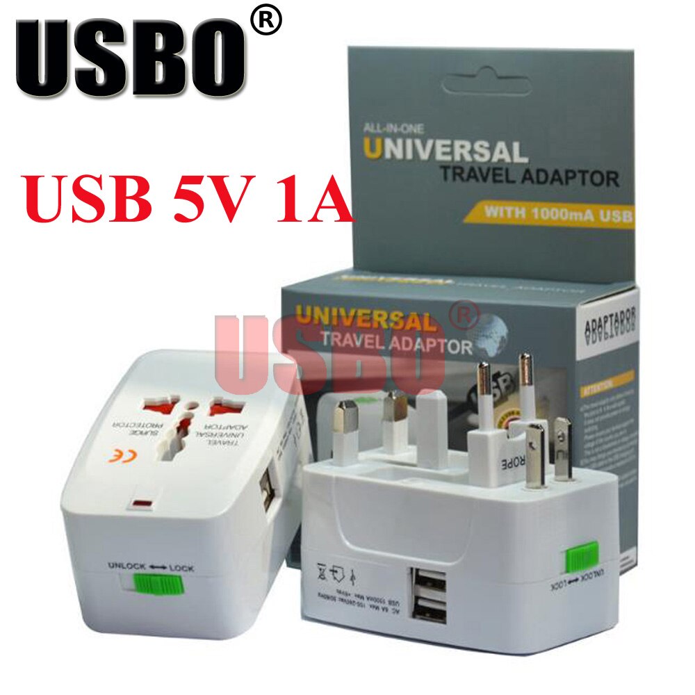 Wit multifunctionele global Universal travel Adapter Plug dubbele Usb-poort AC Power Adapter met AU US UK EU plug socket converter