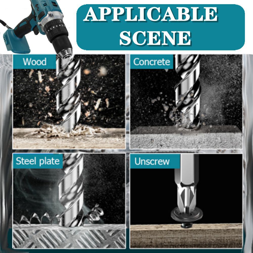 3 in 1 Brushed Electric Drill Hammer 13mm Electric Screwdriver 20+3 Torque Cordless Impact Drill for Makita 18V 21V Battery