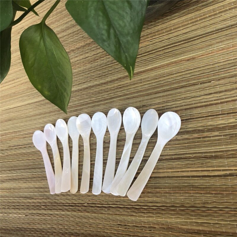 Cuillère à café blanche à coquille naturelle 13CM, cuillère à condiments pour Restaurant hôtel cuillère à Dessert au miel cuillère à Caviar