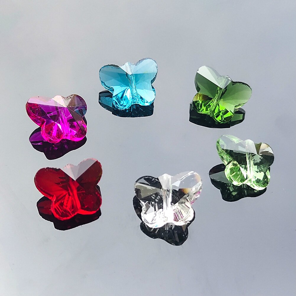 10/20 stk sommerfugl krystal perler til lysekroner glas perle vedhæng gør-det-selv smykker fremstilling bryllup indretning tilbehør 14mm perler