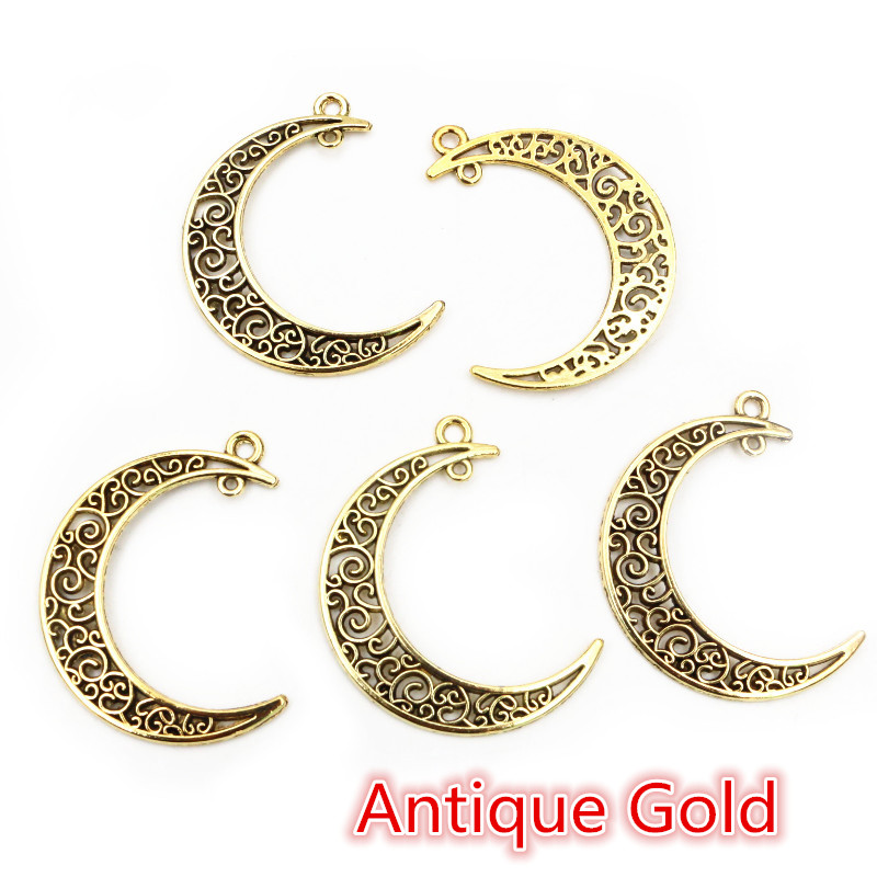 41x30mm 10 Uds 6 colores plateado estilo Luna dijes hechos a mano colgante: DIY para pulsera collar: Color oro puro