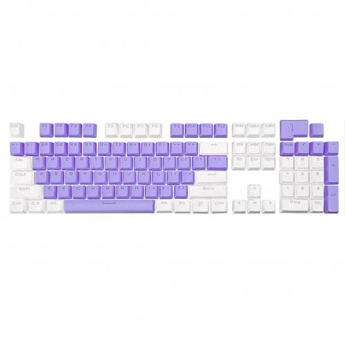 104Pcs/1 Set ABS Dual Colors Backlight Keycaps English Replacement Button Set for Game Keyboard Key Cap Switches: White Purple