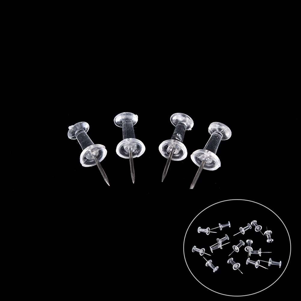 40pcs/set Clear Transparent Plastic Tacks Push Pins Assorted Making Thumb Tacks Cork Board Office School Stationery Supplies