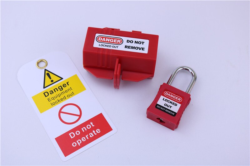 Elektrisk apparat stort stik lockout tagout boks lås enhed sikkerhed loto værktøj: Lille hængelåsmærke