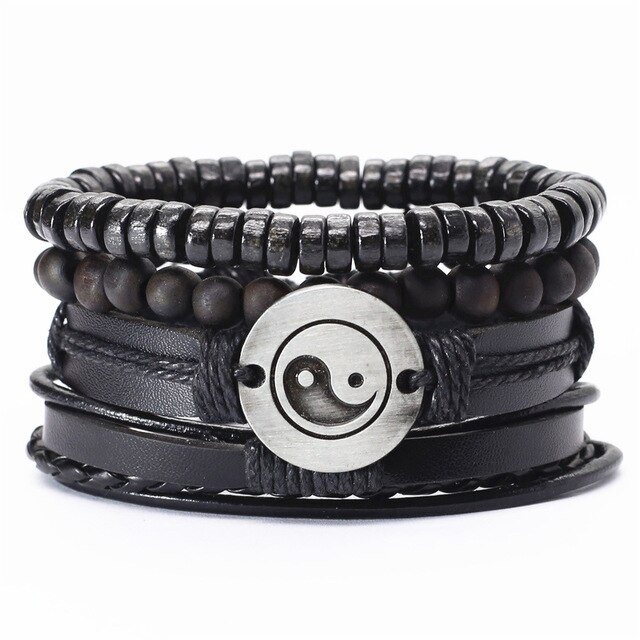 La fiducia In Dio Fede Nero Chitarra Foglia di Perline Braccialetto Braccialetti di Cuoio Set Degli Uomini Dei Braccialetti Delle Donne Homme Gioelleria Raffinata E Alla Moda Accessori: style  11